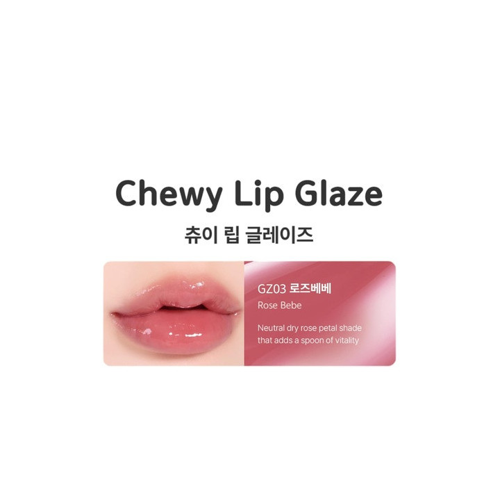 Black Rouge Chewy Lip Glaze GZ03 Rose Bebe Lip Gloss 3.5 Gr | Bellasoa