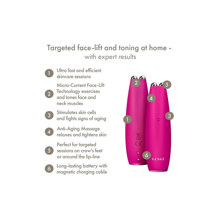 Geske Microcurrent Face-lift Pen 6 In 1 Magenta | Bellasoa Paris