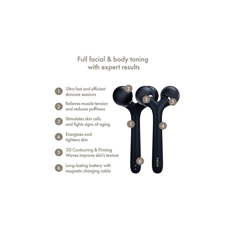 Geske Sonic Facial And Body Roller 4 In 1 Black Massager | Bellasoa Pa