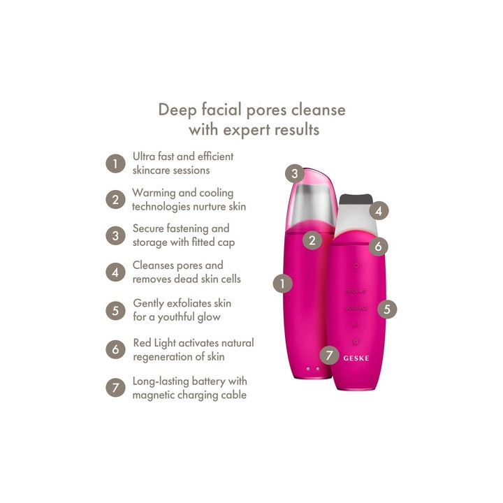 Geske Microcurrent Skin Scrubber And Blackhead Remover 9 In 1 Magenta 
