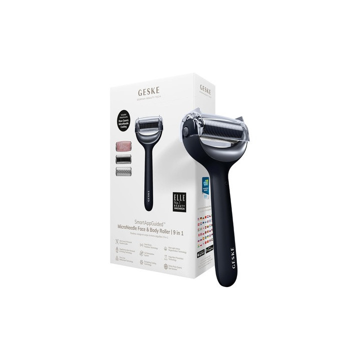 Geske Microneedle Face And Body Roller 9 In 1 Black | Bellasoa Paris