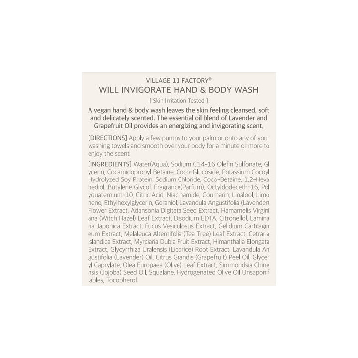 Village 11 Factory Will Invigorate Hand And Body Wash Strong Protectio