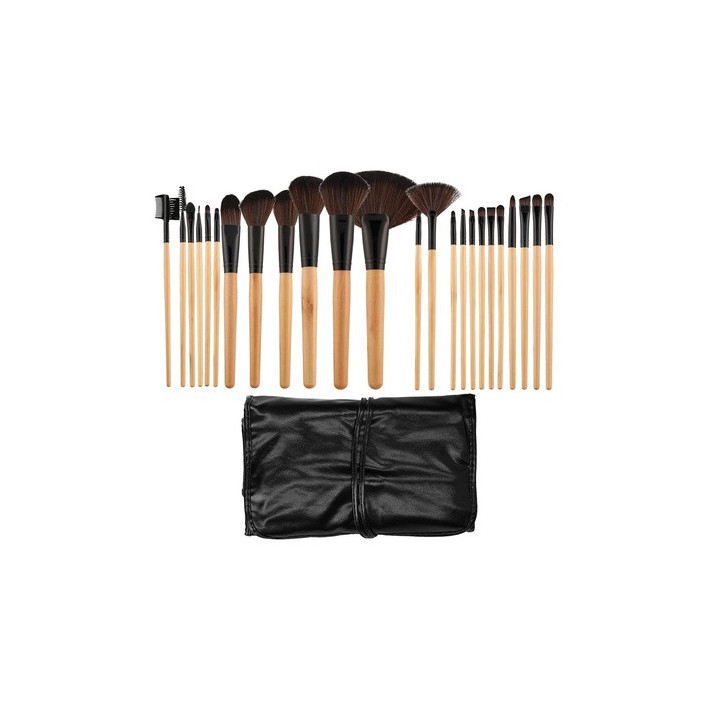 Mimo Makeup Brush Wooden&black 24PCS Set | Bellasoa Paris