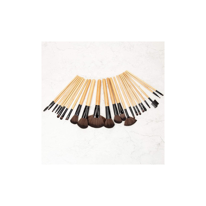 Mimo Makeup Brush Wooden&black 24PCS Set | Bellasoa Paris